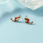 Fortune Jewel Copper Koi Fish Wealth Necklace Pendant Red Rope Bracelet Earrings Set