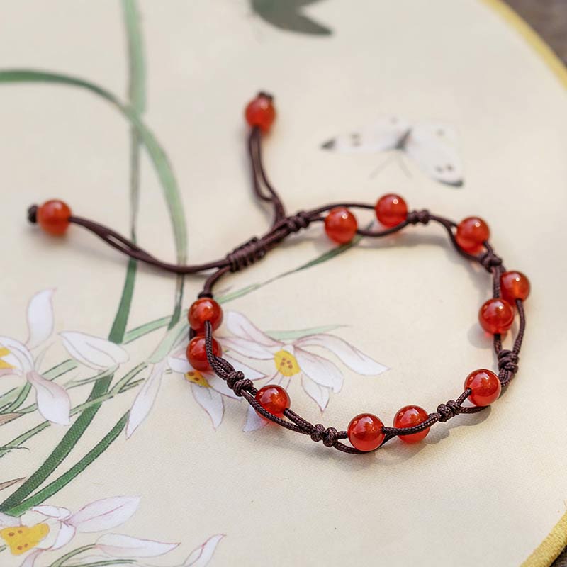 Fortune Jewel Red Agate Moss Agate Cinnabar Calm Bracelet