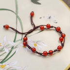 Fortune Jewel Red Agate Moss Agate Cinnabar Calm Bracelet
