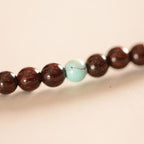 Fortune Jewel 925 Sterling Silver Indian Small Leaf Red Sandalwood Fu Character Protection Triple Wrap Bracelet