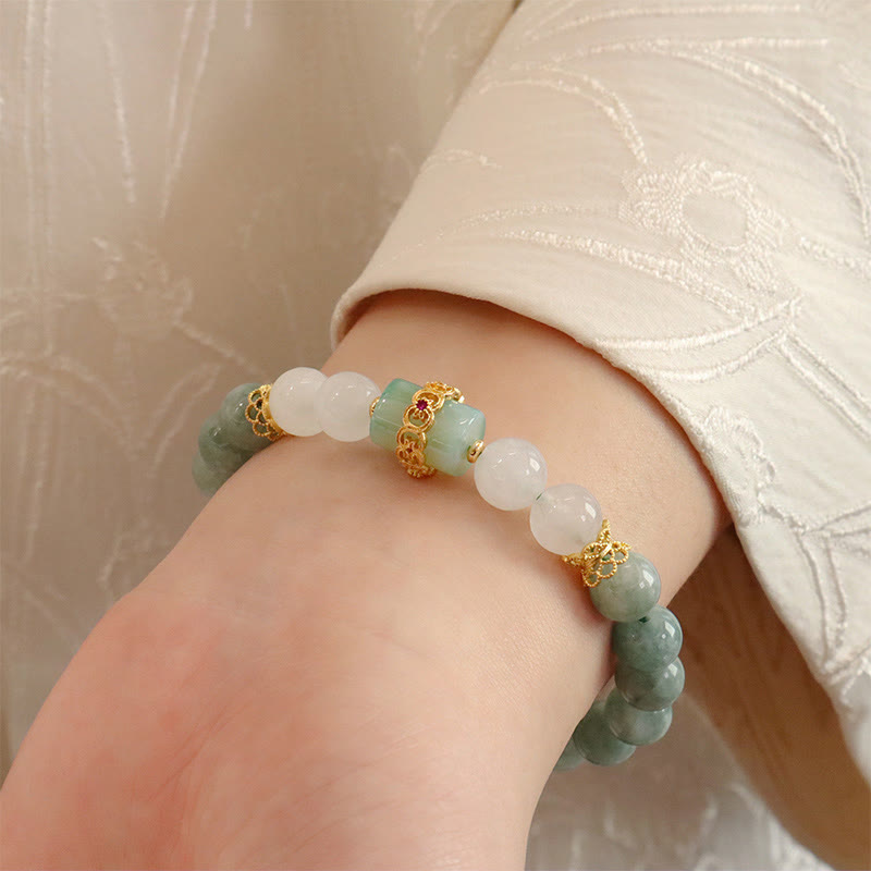 Fortune Jewel Single Double Layer Jade Peace Buckle Luck Bracelet