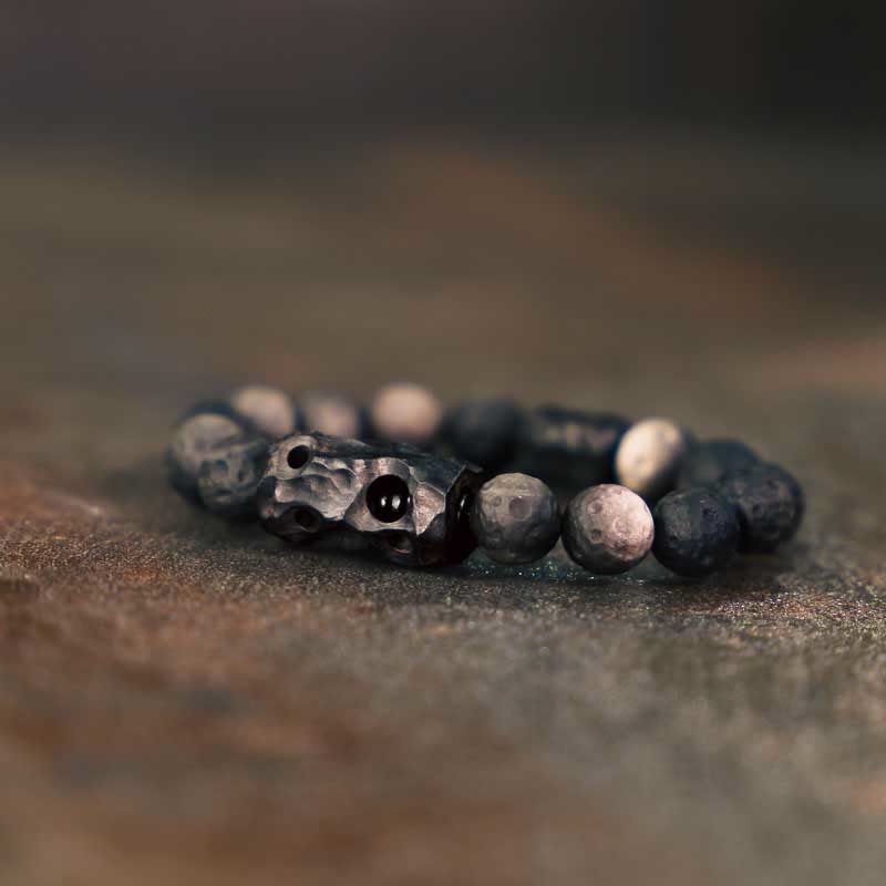 Fortune Jewel Silver Sheen Obsidian Ebony Wood Soothing Bracelet