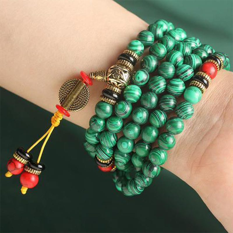 Fortune Jewel Tibetan 108 Mala Malachite Beads Bracelet Necklace