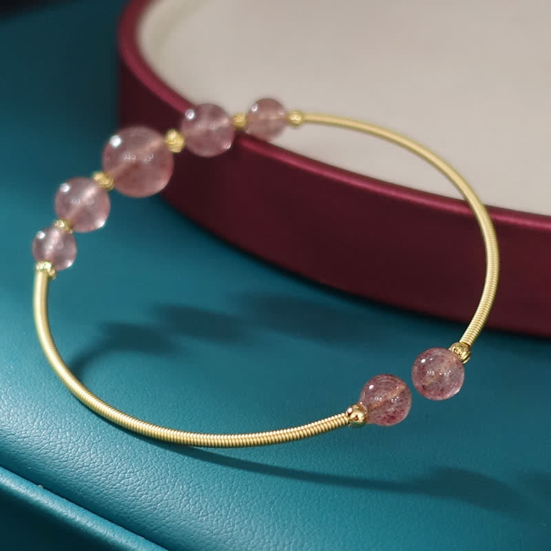 Fortune Jewel Natural Strawberry Quartz Love Healing Bracelet Bangle