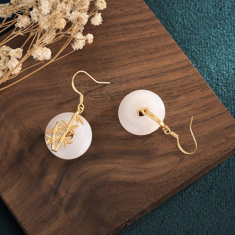 Fortune Jewel FengShui White Jade Fortune Earrings