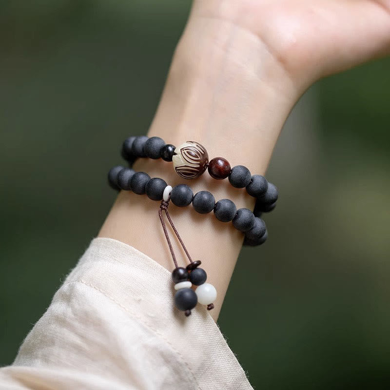 Fortune Jewel Tibetan Double Layer Cypress Bodhi Lotus Healing Bracelet