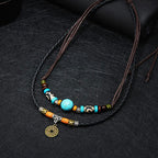 Fortune Jewel Turquoise Dzi Bead Protection Necklace