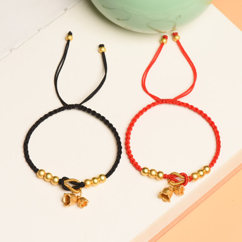 Fortune Jewel Handcrafted Lily Of The Valley Flower Charm Design Luck Protection Braided Bracelet