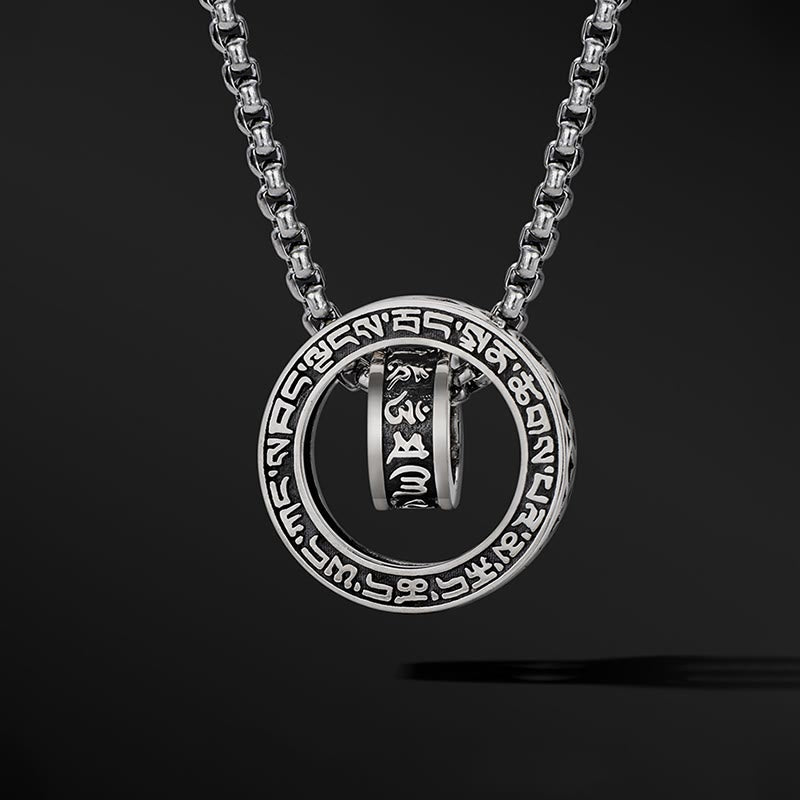 Fortune Jewel Tibetan Om Mani Padme Hum Carved Peace Purity Chain Necklace Pendant