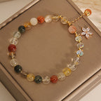 Fortune Jewel Multicolored Rutilated Quartz Auspiciousness Zircon Flower Bracelet