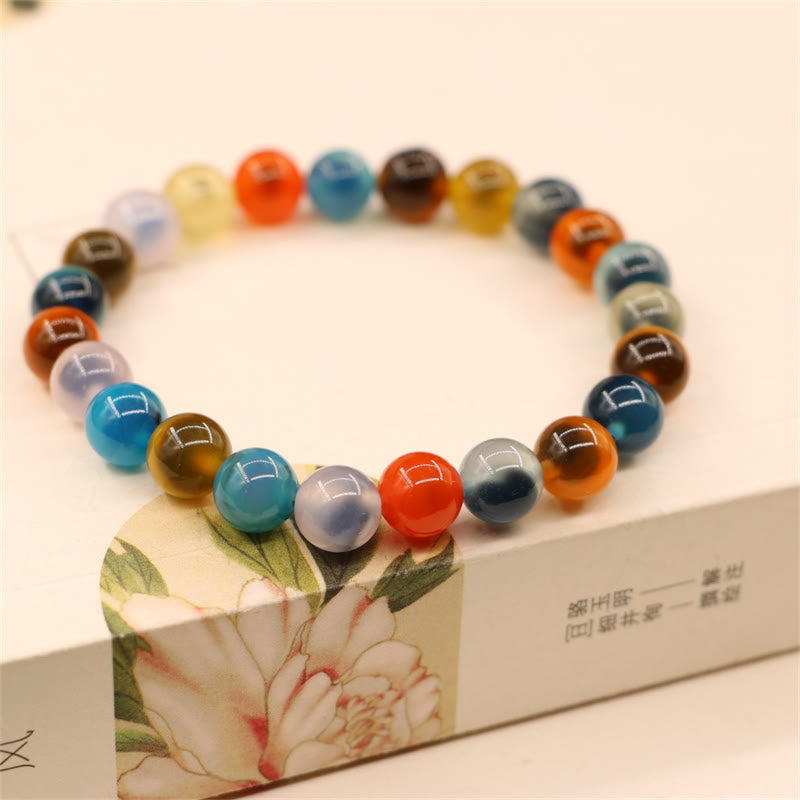 Fortune Jewel Colorful Candy Agate Healing Strength Bead Bracelet