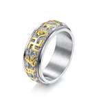 Fortune Jewel Om Mani Padme Hum Balance Calm Titanium Steel Ring Fortune Jewel