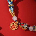 Fortune Jewel 925 Sterling Silver Handmade Gourd Blessing String Reincarnation Knot Bracelet
