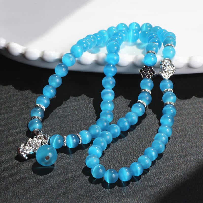 Fortune Jewel Cat Eye PiXiu Support Triple Wrap Bracelet