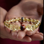 Fortune Jewel Natural Citrine Double PiXiu Tiger Eye Prosperity Protection Bracelet