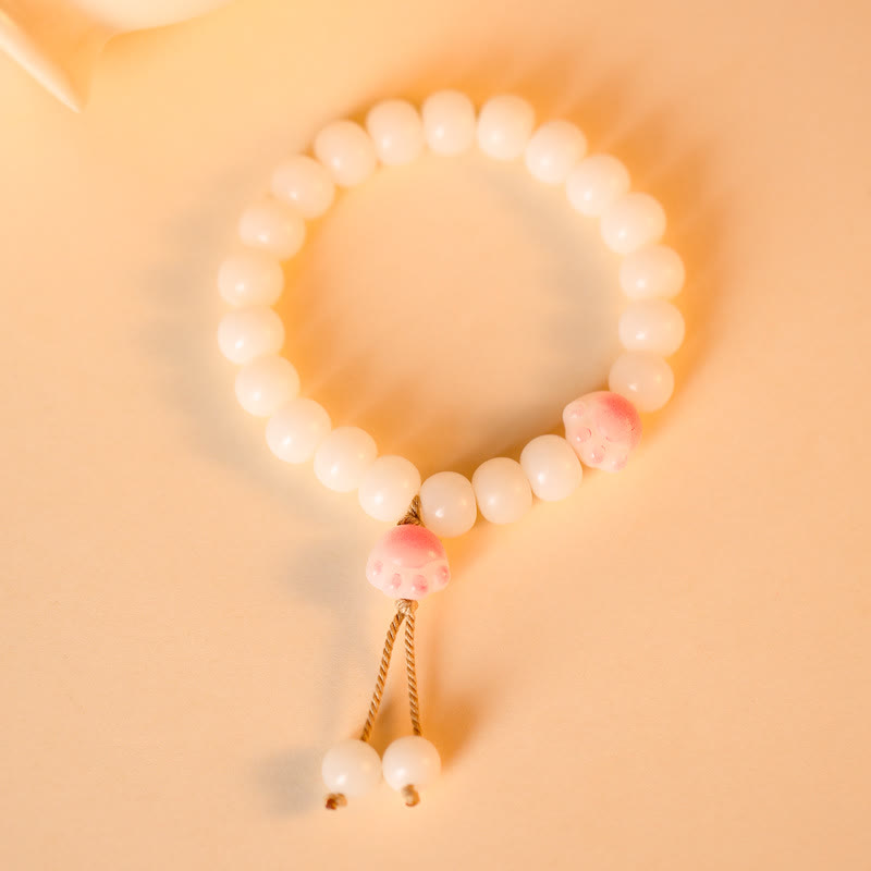 Fortune Jewel Natural Bodhi Seed Lovely Paw Lucky Cat Paw Peace Bracelet