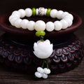 Fortune Jewel Lotus Natural White Bodhi Seed Luck Bracelet