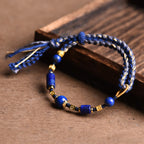 Fortune Jewel Handmade Natural Lazurite Bead Positive Rope Bracelet