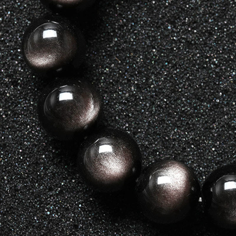 Fortune Jewel Natural Silver Sheen Obsidian Soothing Protection Bracelet