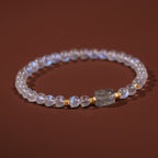 Fortune Jewel 925 Sterling Silver Plated Gold Natural Moonstone PiXiu Healing Bracelet