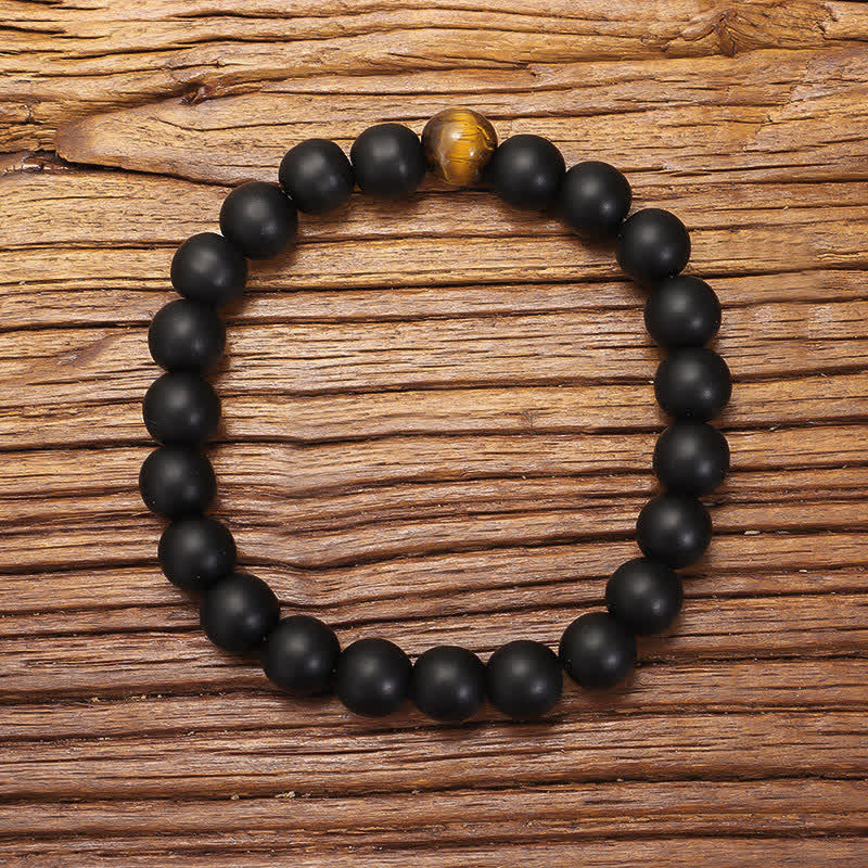 Fortune Jewel 108 Mala Beads Frosted Stone Tiger Eye Balance Bracelet Necklace Pendant