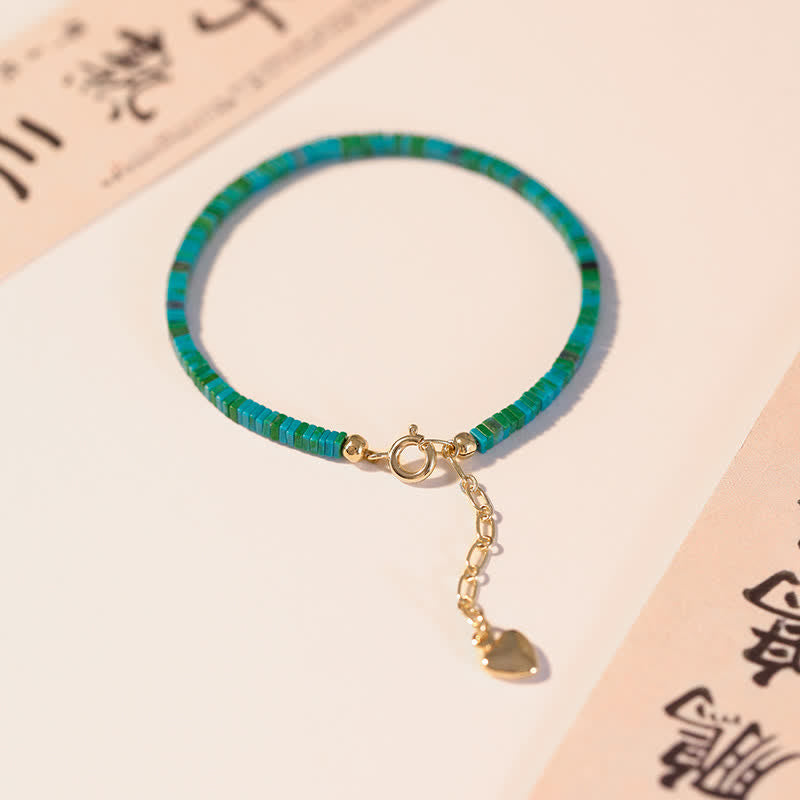Fortune Jewel Turquoise Beaded Friendship Strength Chain Bracelet