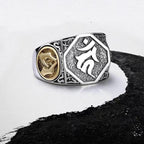 Fortune Jewel 925 Sterling Silver Sanskrit Design Carved Protection Adjustable Ring