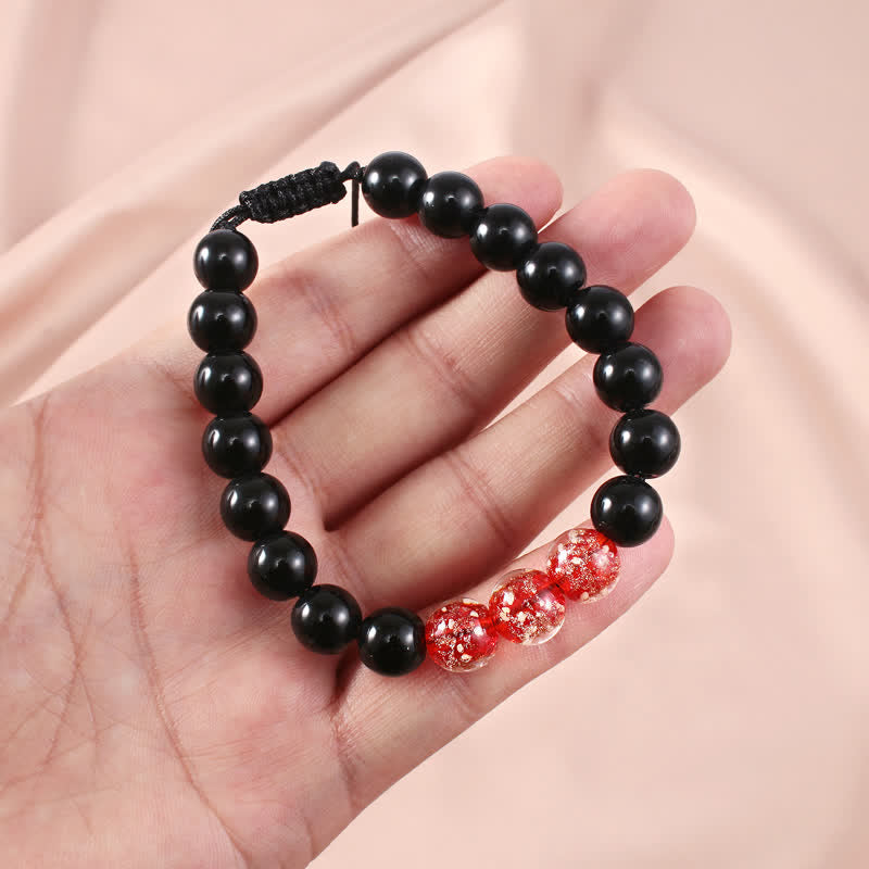 Fortune Jewel Black Obsidian Luminous Glowstone Strength Bracelet