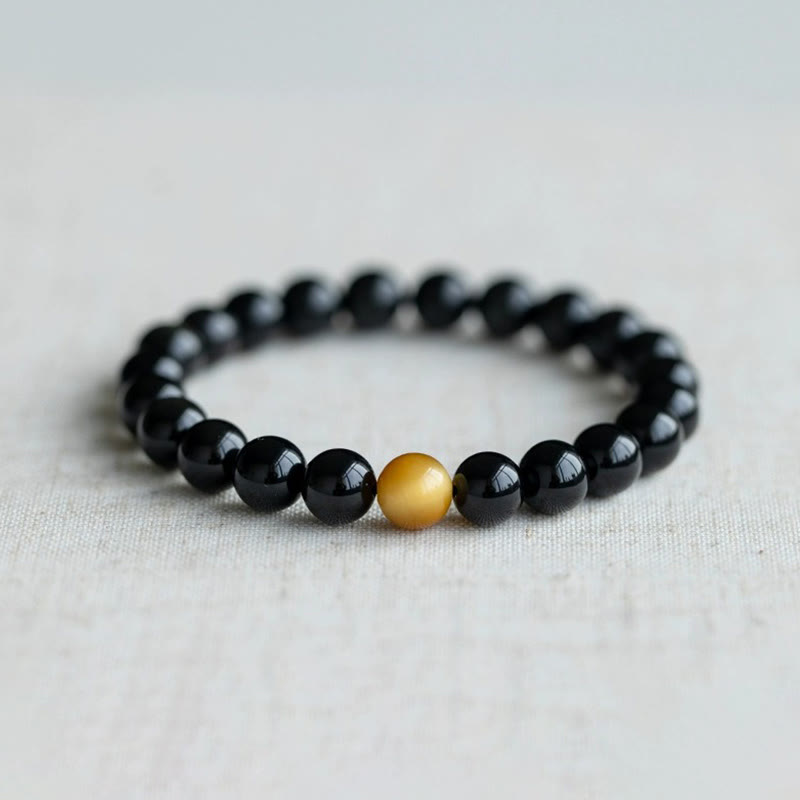 Fortune Jewel Natural Rainbow Obsidian Tiger Eye Positive Love Bracelet