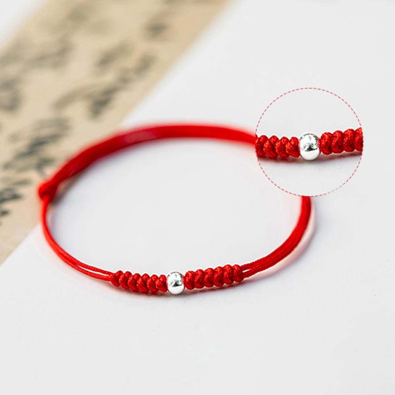 Fortune Jewel 925 Sterling Silver Luck Bead Protection Red String Braided Bracelet