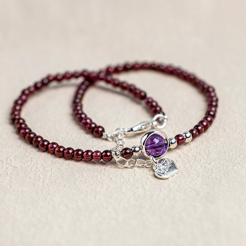 Fortune Jewel Garnet Amethyst Purification Calm Anklet