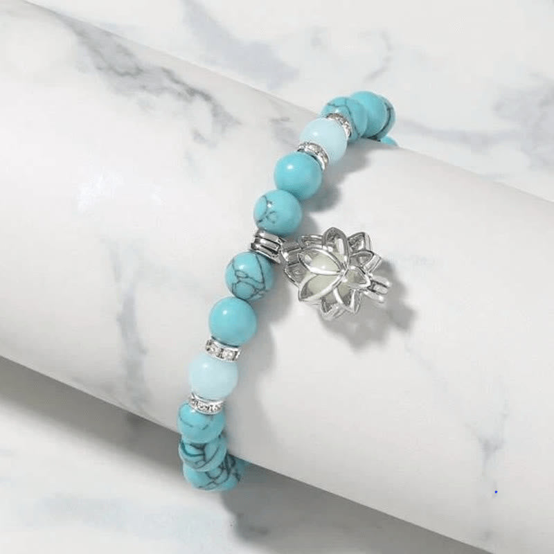 Fortune Jewel Tibetan Turquoise Glowstone Luminous Bead Lotus Protection Bracelet