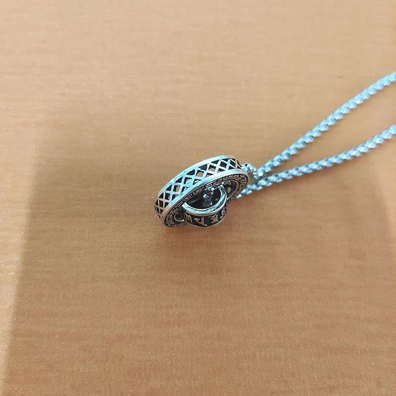 Fortune Jewel Tibetan Om Mani Padme Hum Carved Peace Purity Chain Necklace Pendant