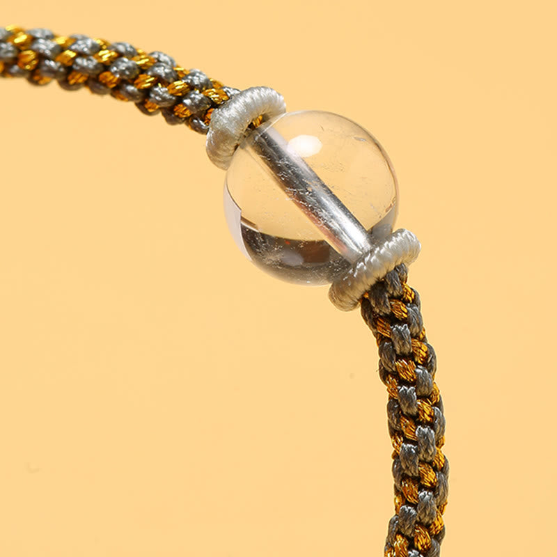 Fortune Jewel Handmade Red Agate Amethyst Golden Rutilated Quartz Pink Crystal Bead Calm Braided Bracelet