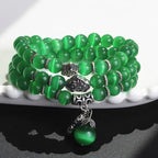 Fortune Jewel Cat Eye PiXiu Support Triple Wrap Bracelet