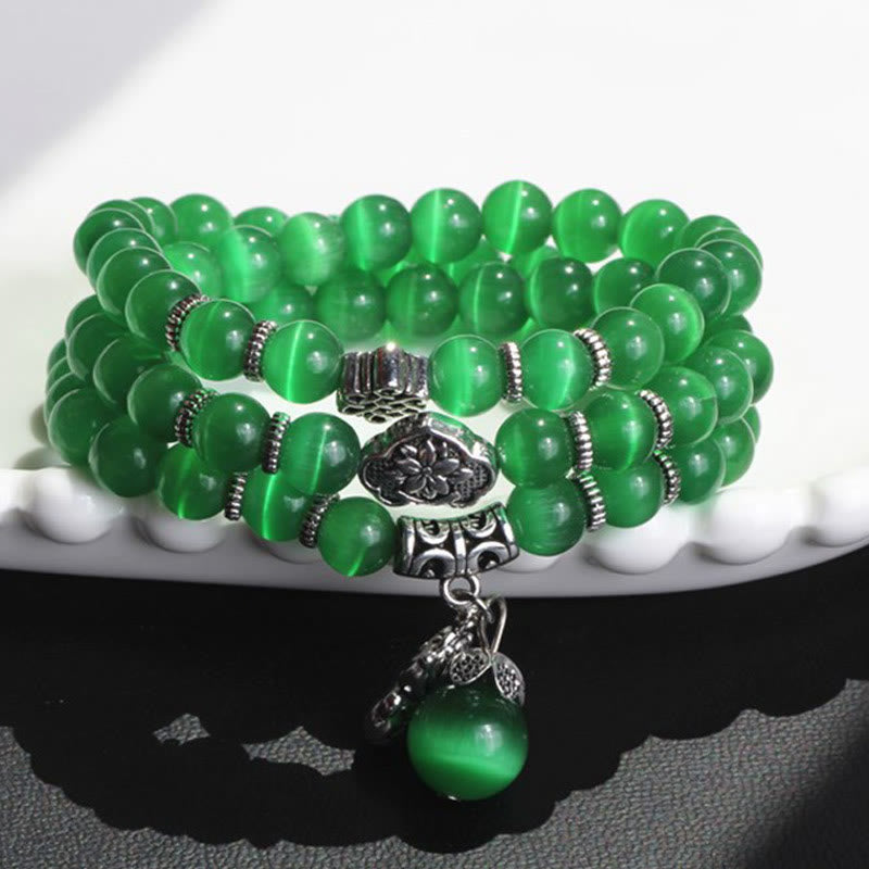Fortune Jewel Cat Eye PiXiu Support Triple Wrap Bracelet