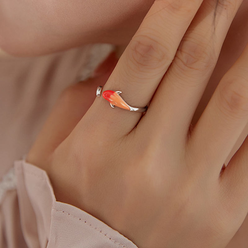 Fortune Jewel Koi Fish Copper Balance Luck Adjustable Ring