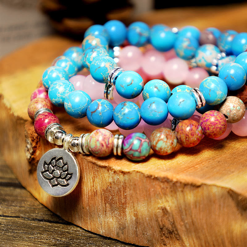 Fortune Jewel Tibetan Purple Miano Real Bead Harmony Lotus Mala