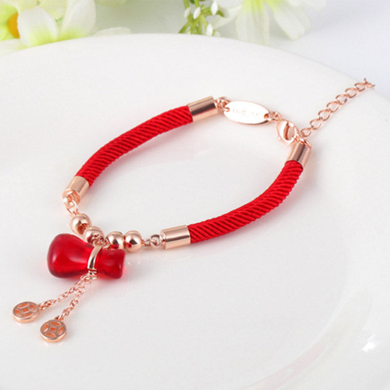 Fortune Jewel Wealth Attractor Red Agate Red Rope Bracelet