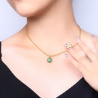 Fortune Jewel Oval Turquoise Strength Titanium Steel Necklace Pendant
