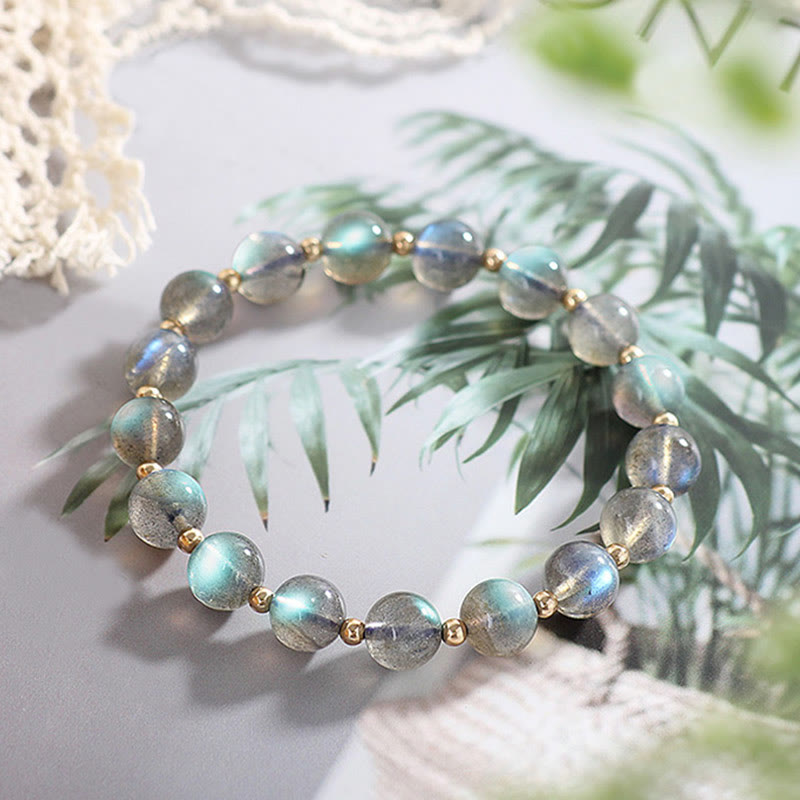 Fortune Jewel 14k Gold Plated Natural Moonstone Healing Love Bracelet