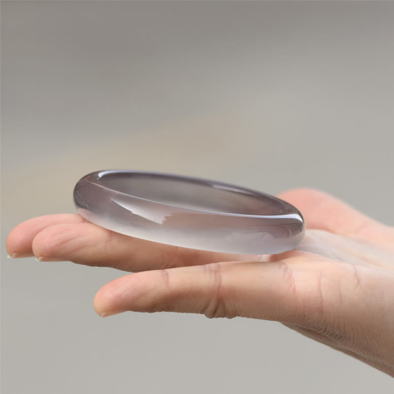 Fortune Jewel Natural Gray Chalcedony Harmony Bangle Bracelet