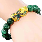 Fortune Jewel "Sending Blessings of Wealth and Peace" PiXiu Jade Bracelet Includes Gift Message Card Fortune Jewel