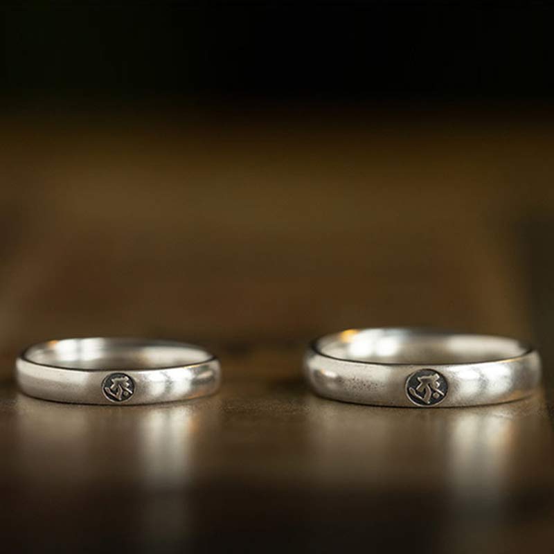 Fortune Jewel 925 Sterling Silver Chinese Zodiac Natal Buddha Blessing Couple Ring