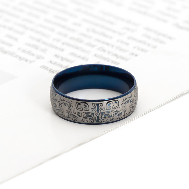 Fortune Jewel Lucky Mythological Creature Taotie Wealth Titanium Steel Ring