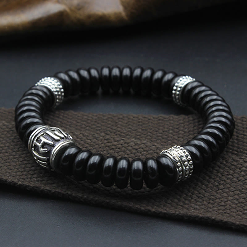 Fortune Jewel Natural Tibetan Coconut Shell Om Mani Padme Hum Positive Bracelet