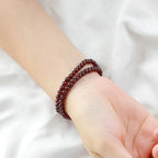 Fortune Jewel 14K Gold Plated Natural Garnet Strawberry Quartz Stability Double Wrap Bracelet