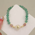 Fortune Jewel Natural Green Strawberry Quartz Chalcedony Flower Gratitude Bracelet