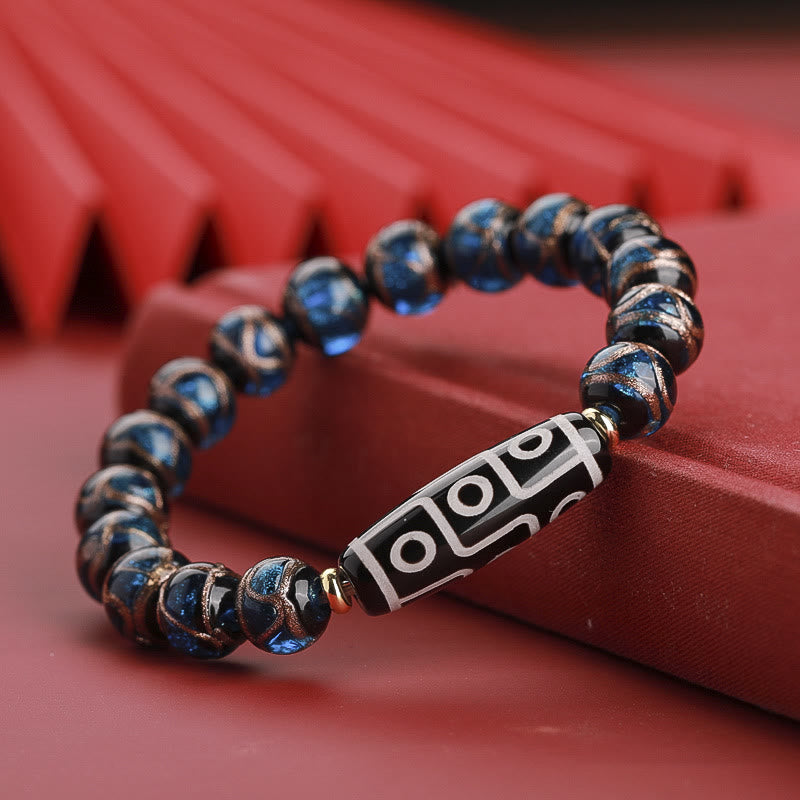 Fortune Jewel Tibetan Nine-Eye Dzi Bead Three-eyed Dzi Bead Liuli Glass Bead Wealth Bracelet