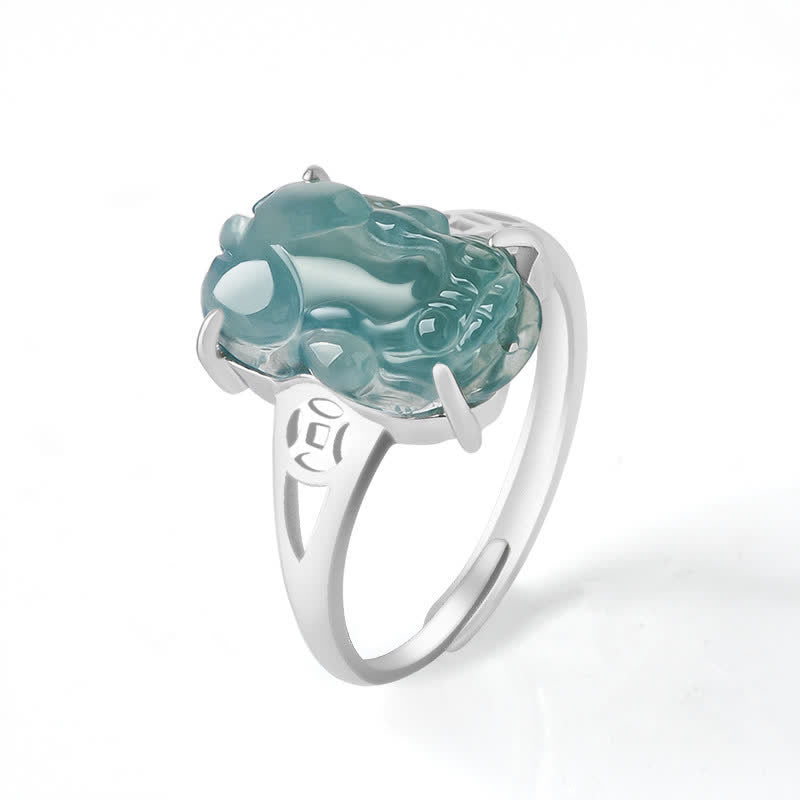 Fortune Jewel 925 Sterling Silver Fengshui Wealth Prosperity Jade PiXiu Luck Ring
